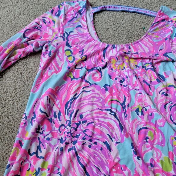 Lilly Pulitzer Serene Blue Big Escapade Emma Dress Size Large Jersey Knit - Picture 4 of 7